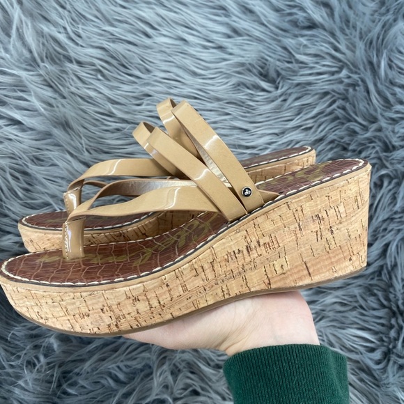 Sam Edelman Women's Size 9 Rasha Wedge Sandal Platform Strappy Tan Beige - Picture 2 of 10